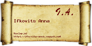 Ifkovits Anna névjegykártya